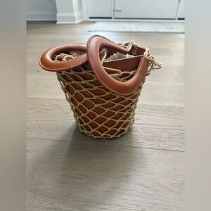 Melie Bianco Net Bucket Bag Brown Woven